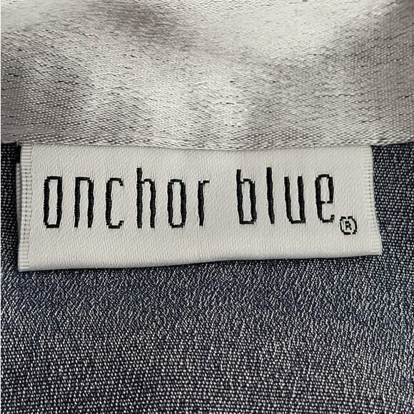 Anchor‎ Blue Shimmery Gray Stretchy Short Sleeve Blouse Top Cybercore - Picture 4 of 9